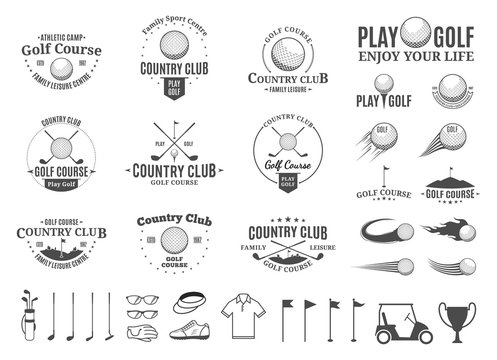 Golf country club logo, labels, icons and design elements