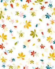 Vector Illustration of an Autumn Background with Colorful Leaves