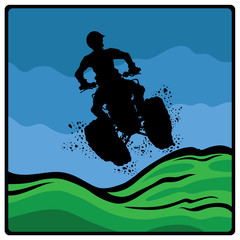 ATV on nature color  background, square icon
