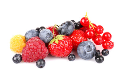 Group of fresh berries isolated on white