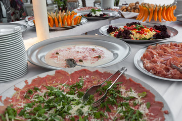 laid table with food