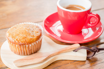 Banana cup cake and espresso