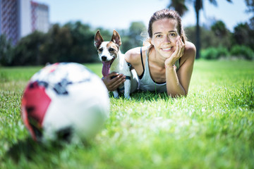 girl with jack russel terrier