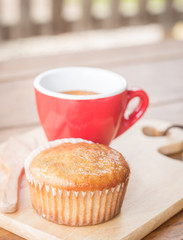 Banana cup cake and espresso