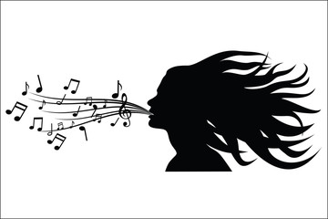 Sing woman silhouette