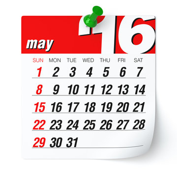 May 2016 - Calendar.
