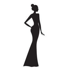 Obraz na płótnie Canvas Fashion model. Silhouette of beautiful woman vector illustration.