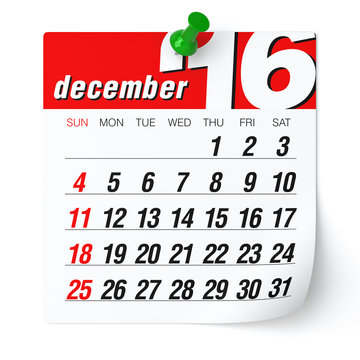December 2016 - Calendar.