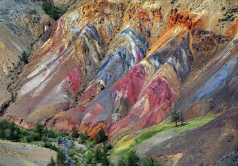 Colorful clay in the Altai Mountains