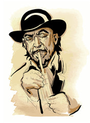 Man playing the trumpet.