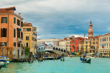 Obraz premium Grand Canal in cloudy day, Venice, Italy. 