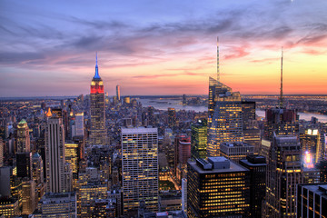 New York City Midtown avec Empire State Building au crépuscule