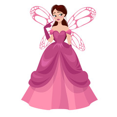Fototapeta na wymiar girl in a beautiful dress. Fairy. Vector Illustration