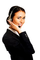 Happy phone operator in headset