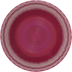 Isolated empty round glazed plate with color frame