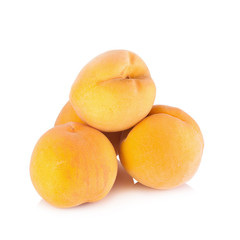Ripe peach fruit isolated on white background