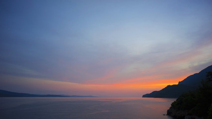 Sunset over Aegean Sea Bay