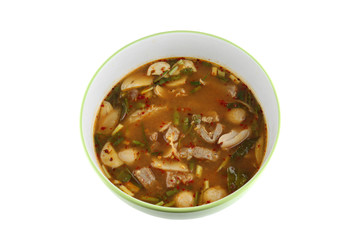 This is a Thai food of Hot and sour soup pork cartilage,Tom sab.
