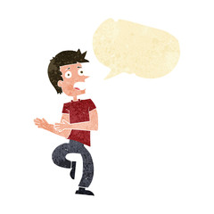 cartoon stressed out man with speech bubble