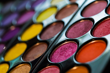 Colorful eye shadows palette. Makeup background