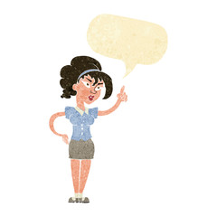 cartoon woman with idea with speech bubble