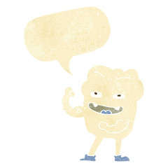 cartoon strong healthy tooth with speech bubble
