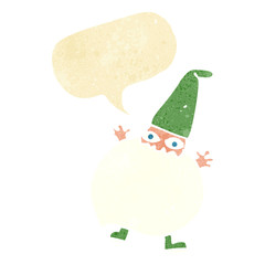 cartoon tiny santa with speech bubble