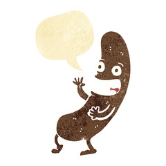 cartoon sausage with speech bubble