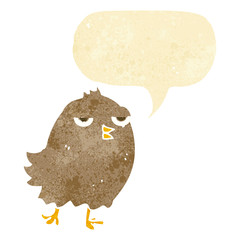 funny cartoon bird with speech bubble