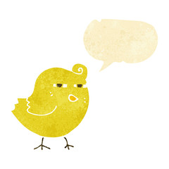 funny cartoon bird with speech bubble
