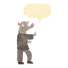 cartoon werewolf with speech bubble