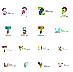 Set of colorful abstract letter corporate logos created with