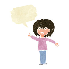 cartoon woman asking question with speech bubble