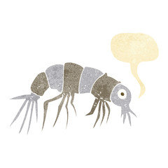 cartoon shrimp with speech bubble