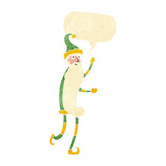 cartoon skinny santa with speech bubble