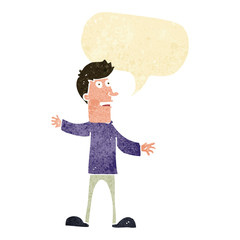 cartoon surprised man with speech bubble