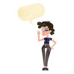 cartoon woman ignoring with speech bubble