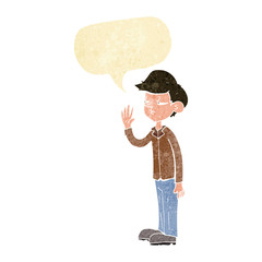 cartoon arrogant boy with speech bubble