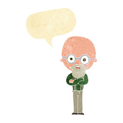 cartoon annoyed old man with speech bubble
