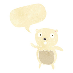 cartoon polar bear cub with speech bubble
