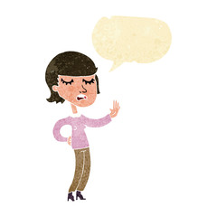 cartoon woman ignoring with speech bubble