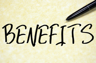 benefits word write on paper