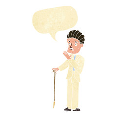 cartoon shocked gentleman with speech bubble
