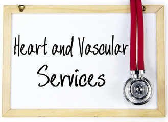 heart and vascular services text write on blackboard