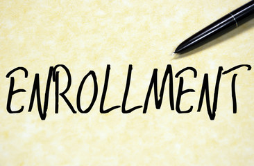 enrollment word write on paper