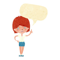 cartoon woman with idea with speech bubble