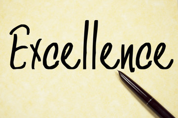 excellence word write on paper