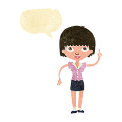 cartoon woman with idea with speech bubble