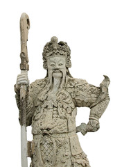 ancient chinese stone sculpture on white background