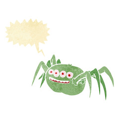 cartoon spooky spider with speech bubble